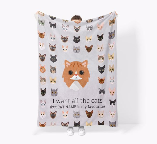 I Want All The Cats: Personalised {breedFullName} Premium Sherpa Fleece Blanket